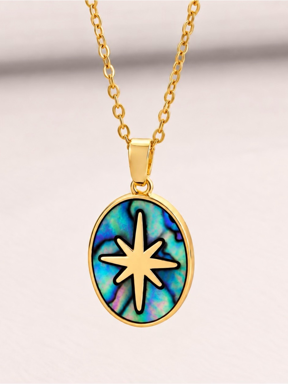 Ishtar Abalone Oval Rainbow Octagonal Starburst Venus Goddess Aphrodite Necklace